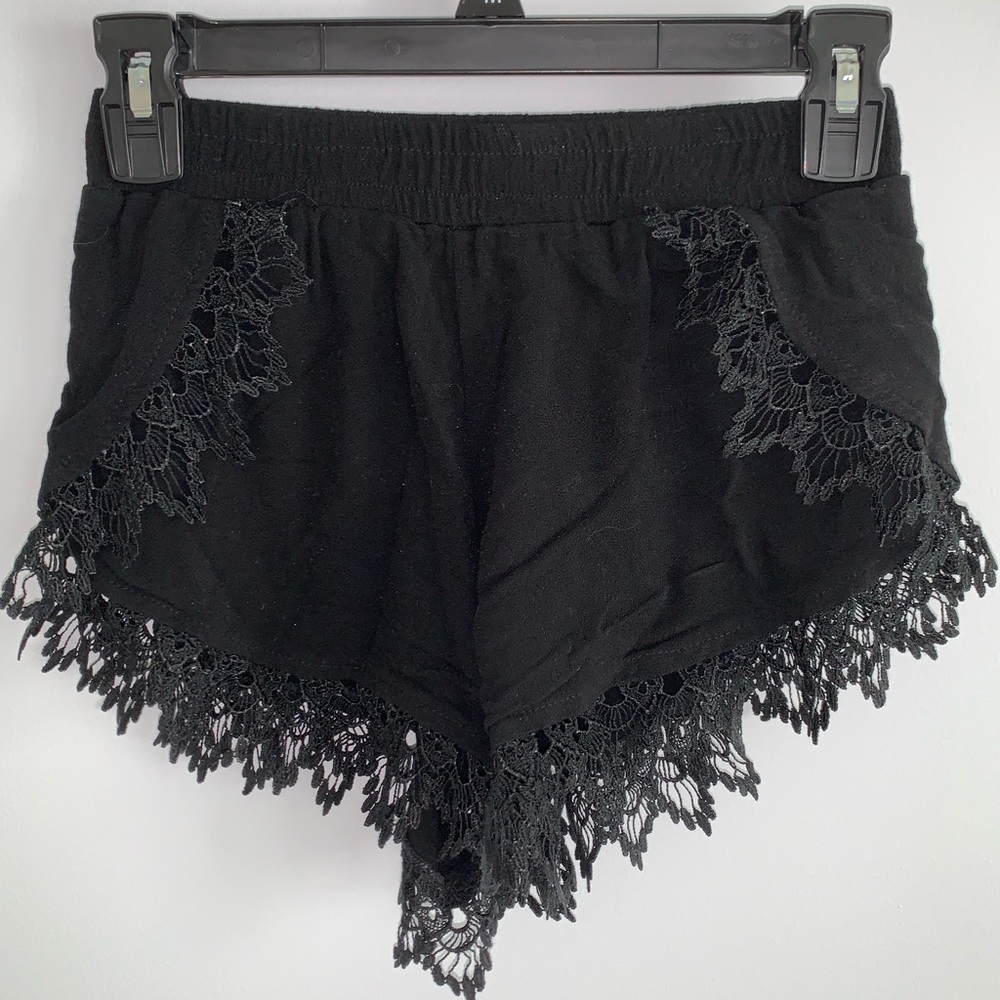 Black Crotchet Flowy Shorts.